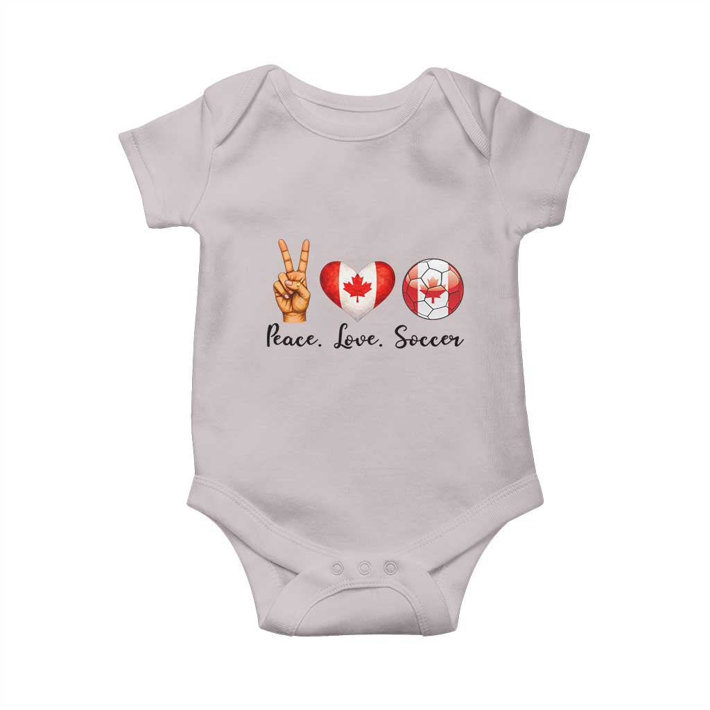 Peace Love Soccer Baby Onesie Proud Canadian Fan Gift TS12 Ice Gray Print Your Wear