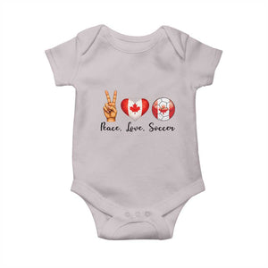 Peace Love Soccer Baby Onesie Proud Canadian Fan Gift TS12 Ice Gray Print Your Wear