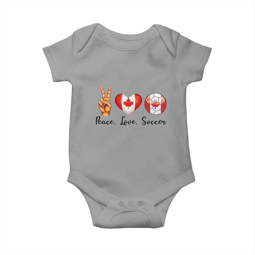 Peace Love Soccer Baby Onesie Proud Canadian Fan Gift TS12 Sport Gray Print Your Wear