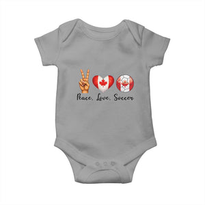 Peace Love Soccer Baby Onesie Proud Canadian Fan Gift TS12 Sport Gray Print Your Wear