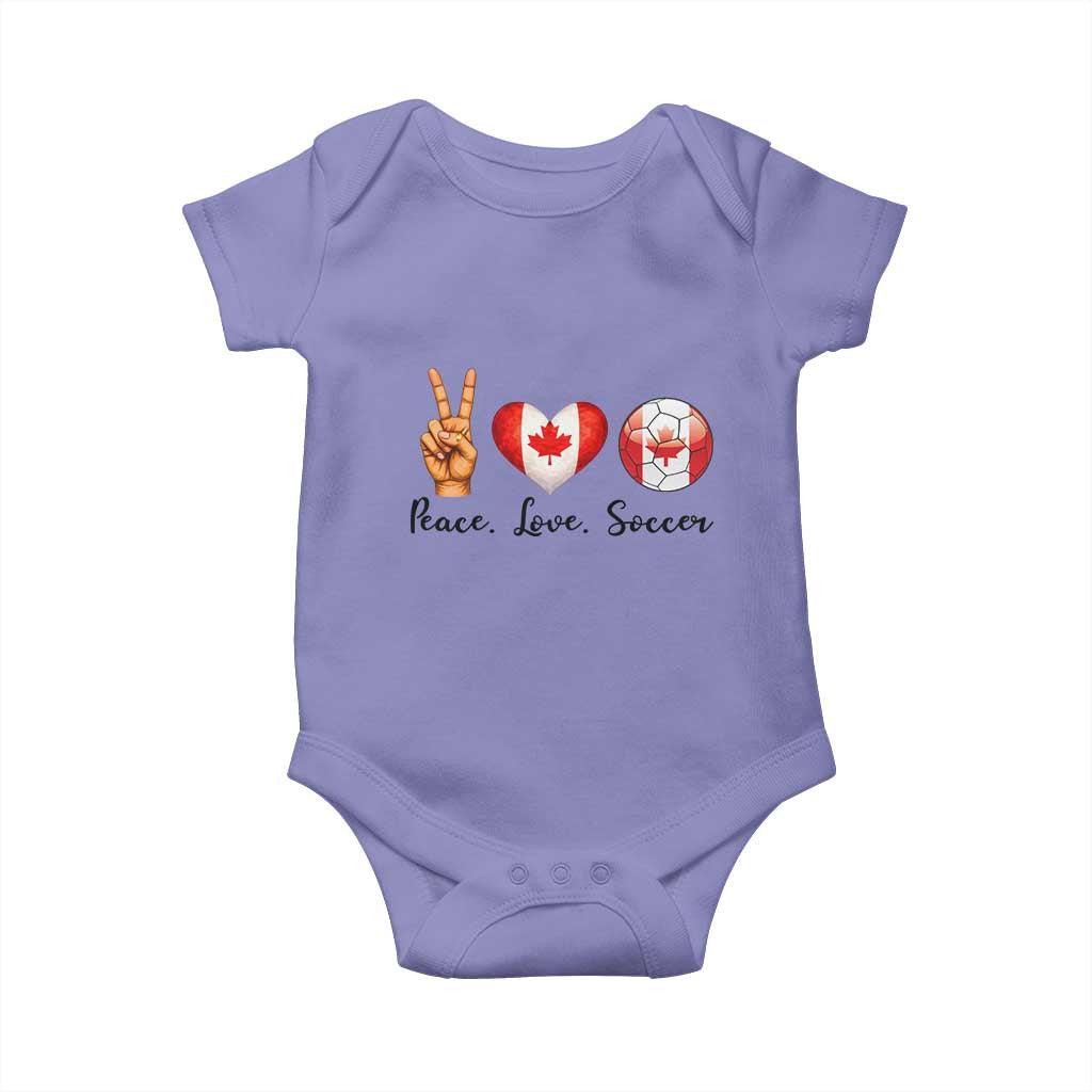 Peace Love Soccer Baby Onesie Proud Canadian Fan Gift TS12 Violet Print Your Wear