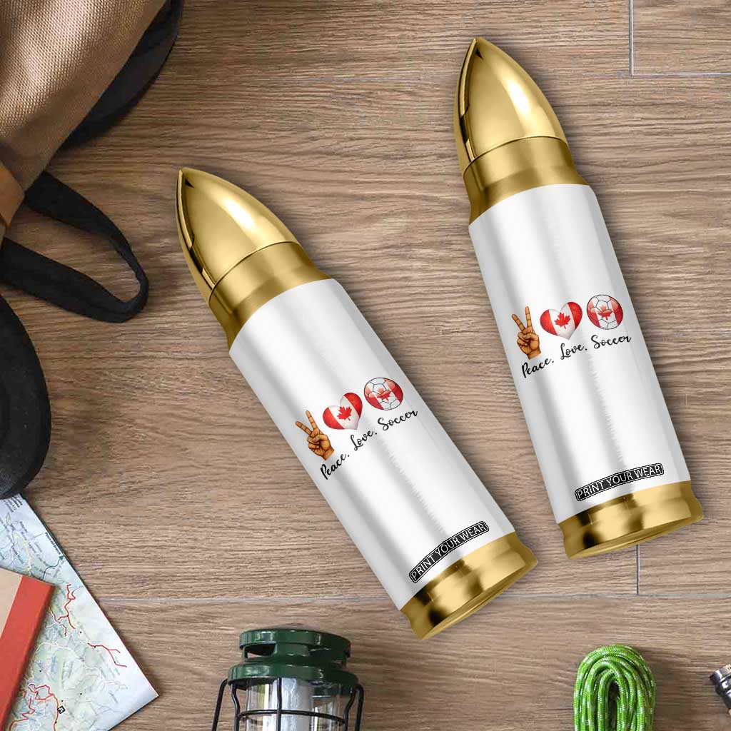 Peace Love Soccer Bullet Tumbler Proud Canadian Fan Gift TS12 Print Your Wear