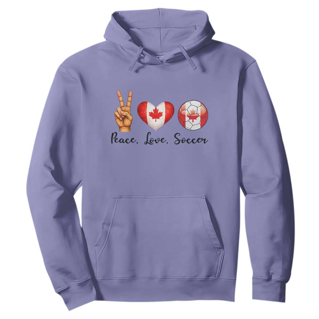 Peace Love Soccer Hoodie Proud Canadian Fan Gift TS12 Violet Print Your Wear