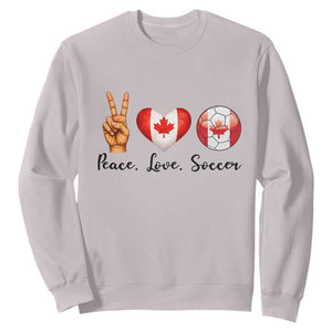 Peace Love Soccer Sweatshirt Proud Canadian Fan Gift TS12 Ice Gray Print Your Wear