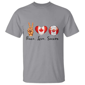 Peace Love Soccer T Shirt Proud Canadian Fan Gift TS12 Sport Gray Print Your Wear