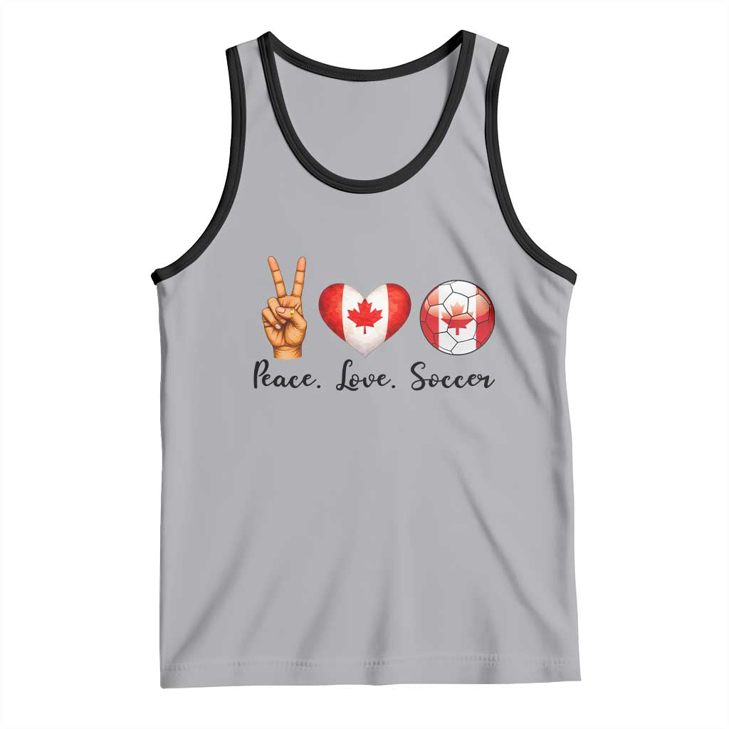 Peace Love Soccer Tank Top Proud Canadian Fan Gift TS12 Athletic Heather Black Print Your Wear