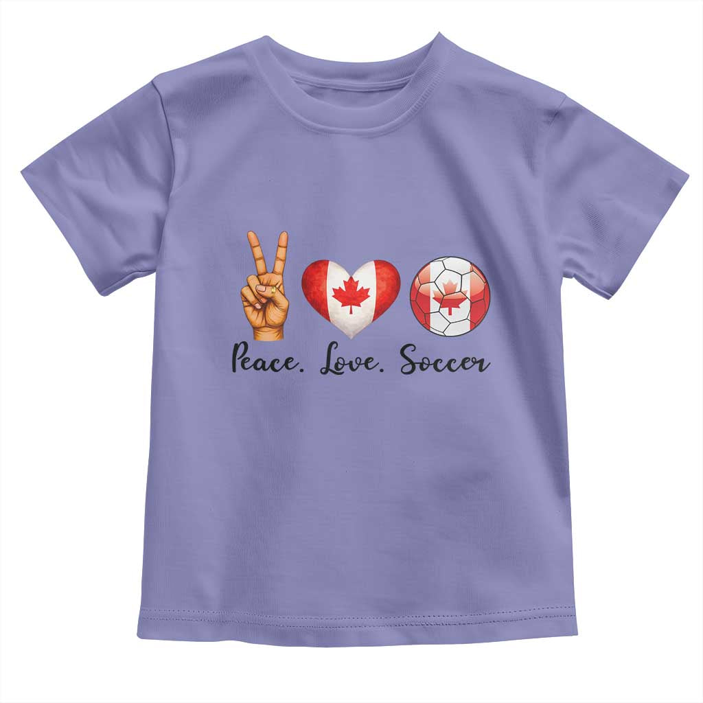 Peace Love Soccer Toddler T Shirt Proud Canadian Fan Gift TS12 Violet Print Your Wear