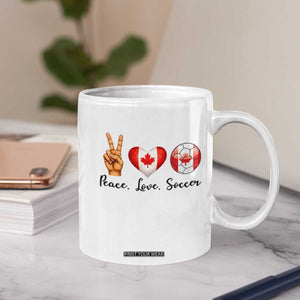 Peace Love Soccer Coffee Mug Proud Canadian Fan Gift TS12 Print Your Wear