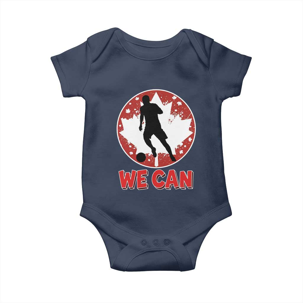 We Can Canada Soccer Baby Onesie Canadian Football Fan Pride TS12 Navy Print Your Wear