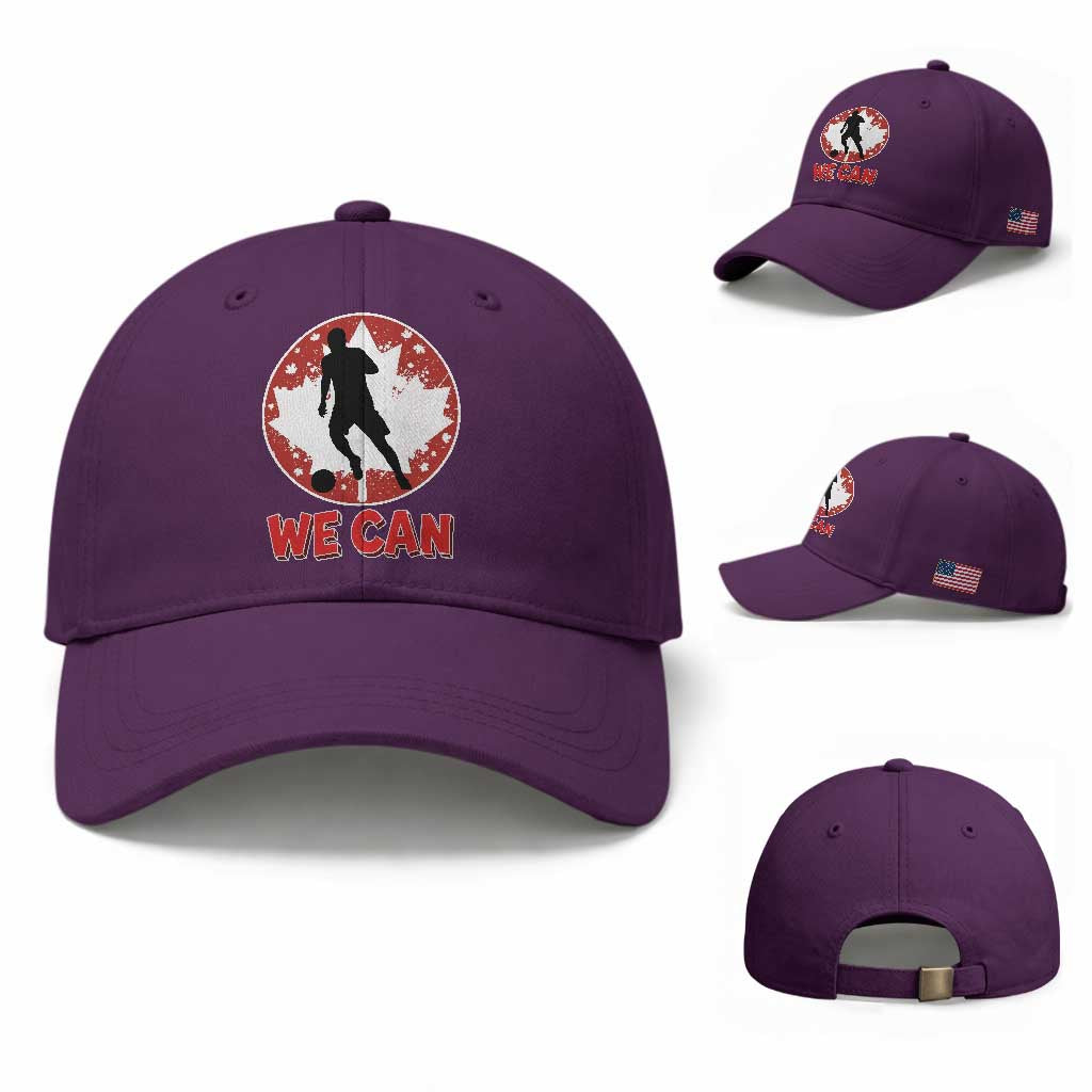 We Can Canada Soccer Baseball Cap Canadian Football Fan Pride TS12 Baseball Cap Universal Fit Purple Print Your Wear