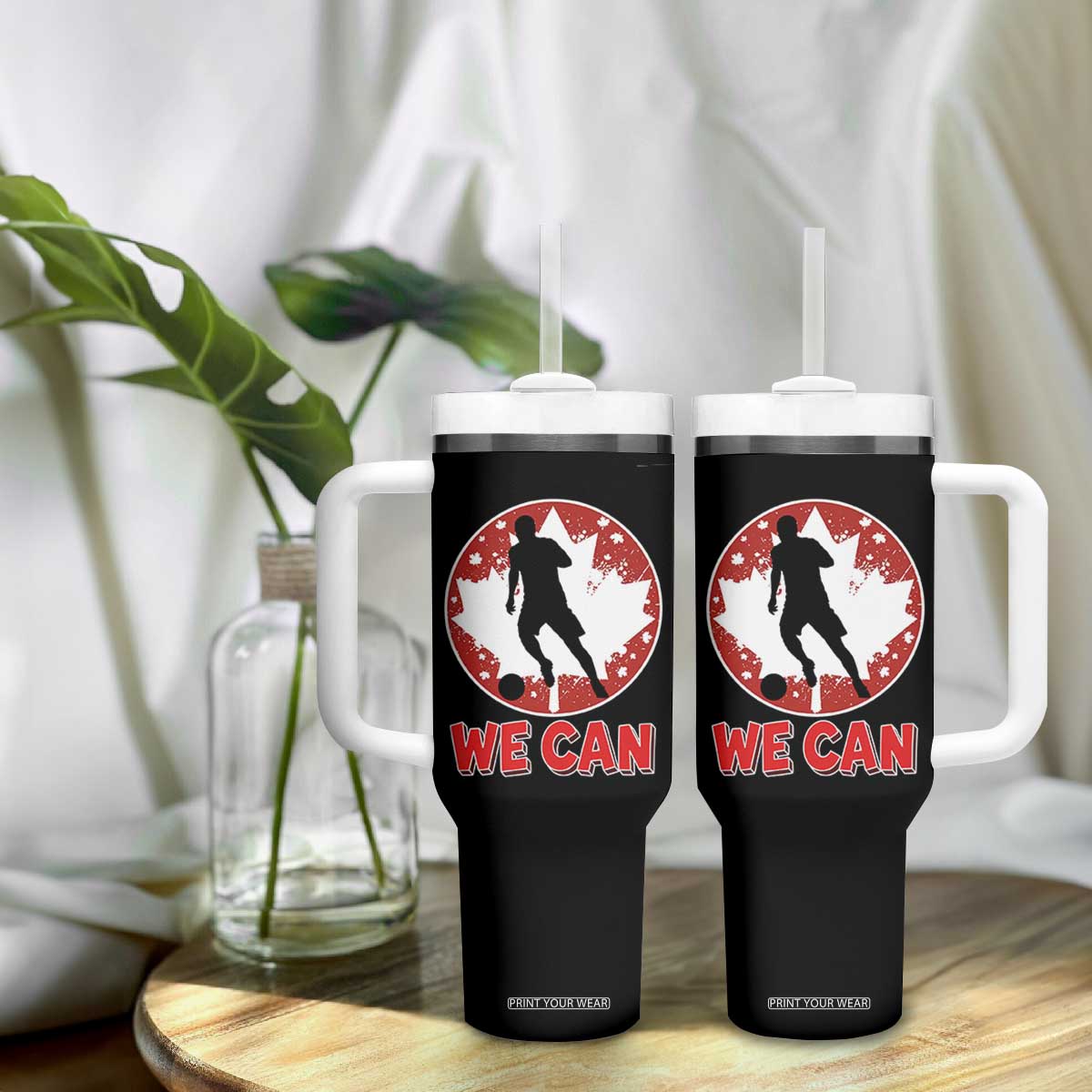 We Can Canada Soccer Tumbler With Handle Canadian Football Fan Pride TS12 Print Your Wear