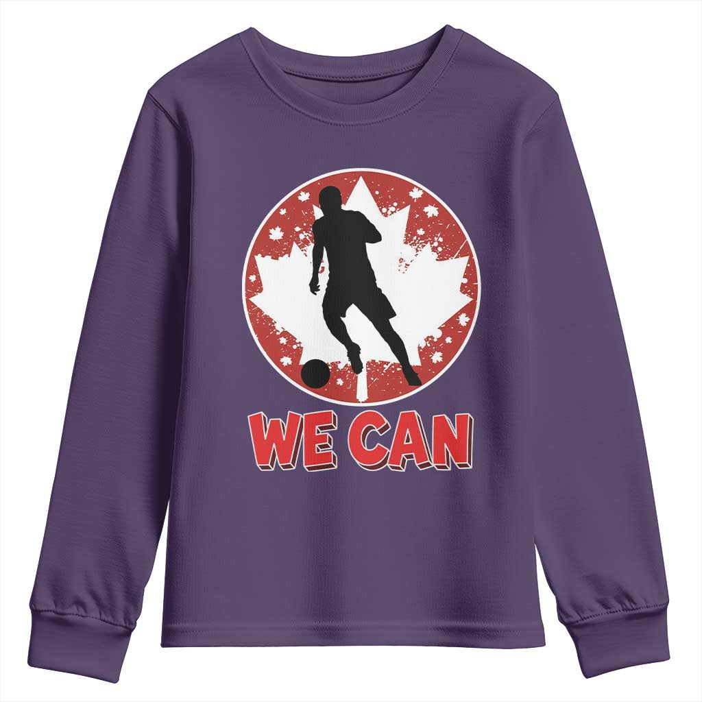 We Can Canada Soccer Youth Sweatshirt Canadian Football Fan Pride TS12 Purple Print Your Wear