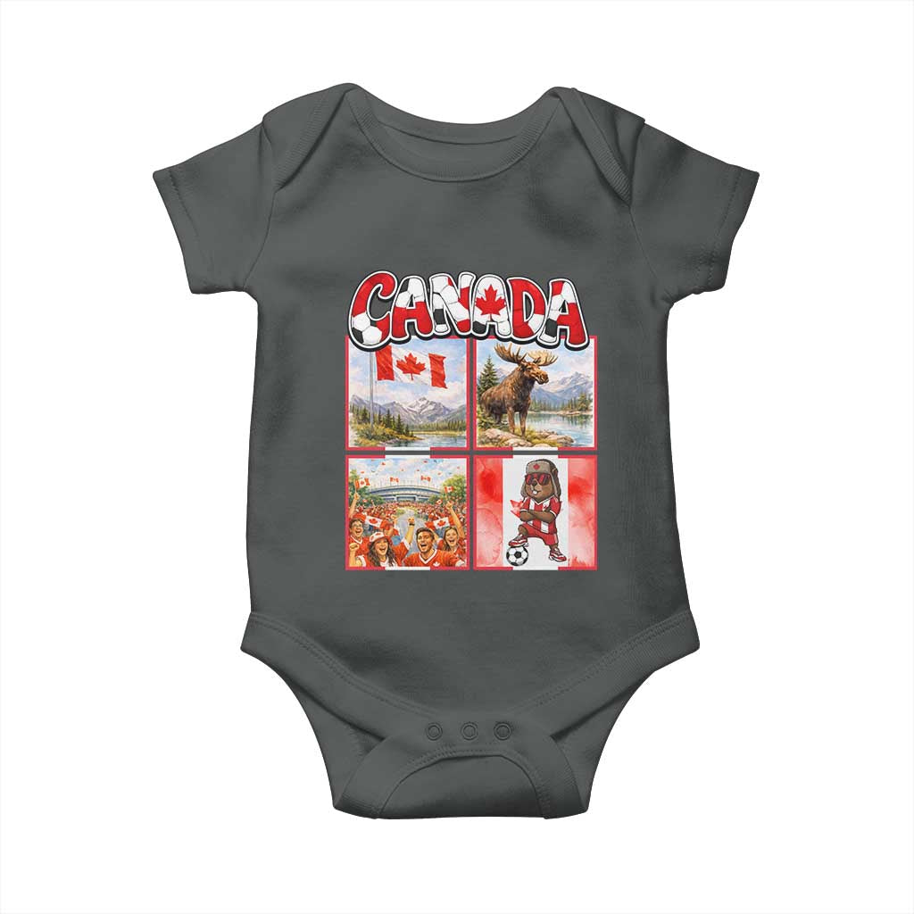 Proud Canada National Soccer Fan 2026 Gift Baby Onesie TS12 Dark Heather Print Your Wear