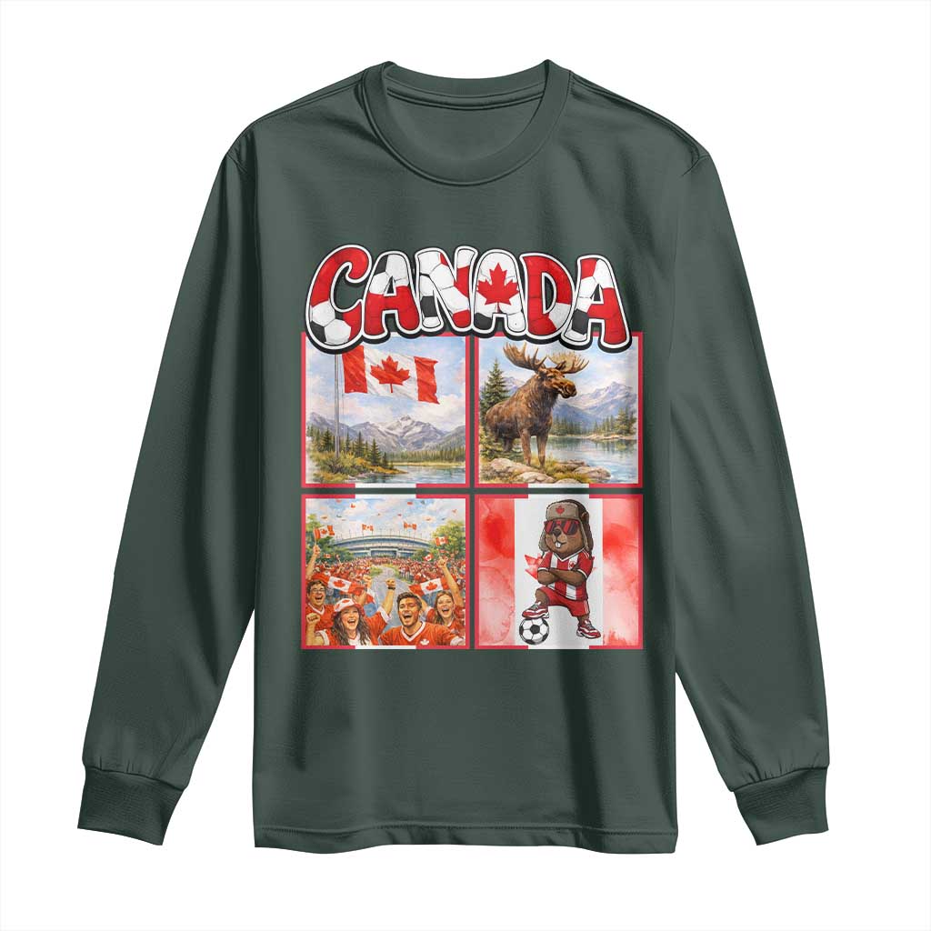 Proud Canada National Soccer Fan 2026 Gift Long Sleeve Shirt TS12 Dark Forest Green Print Your Wear