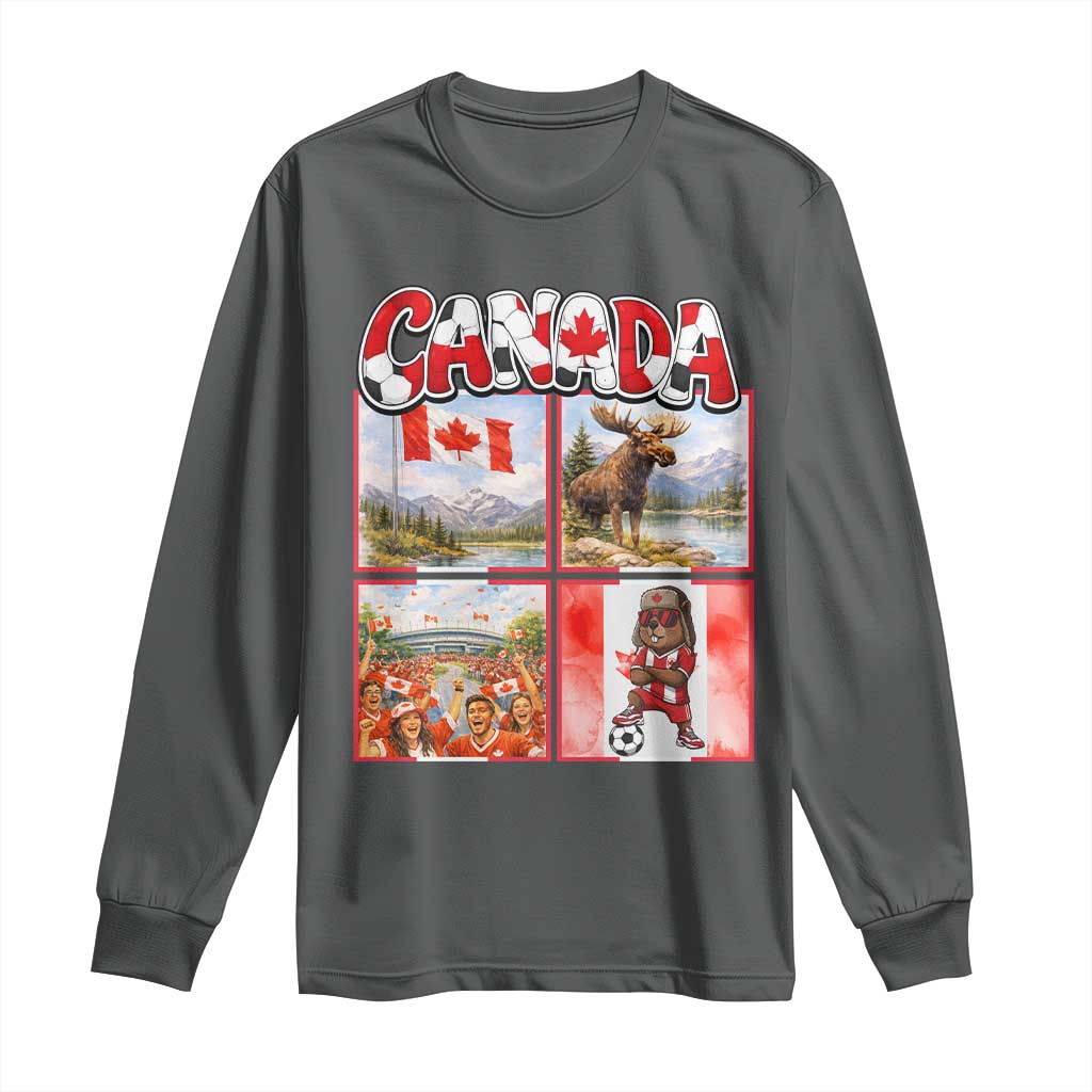 Proud Canada National Soccer Fan 2026 Gift Long Sleeve Shirt TS12 Dark Heather Print Your Wear