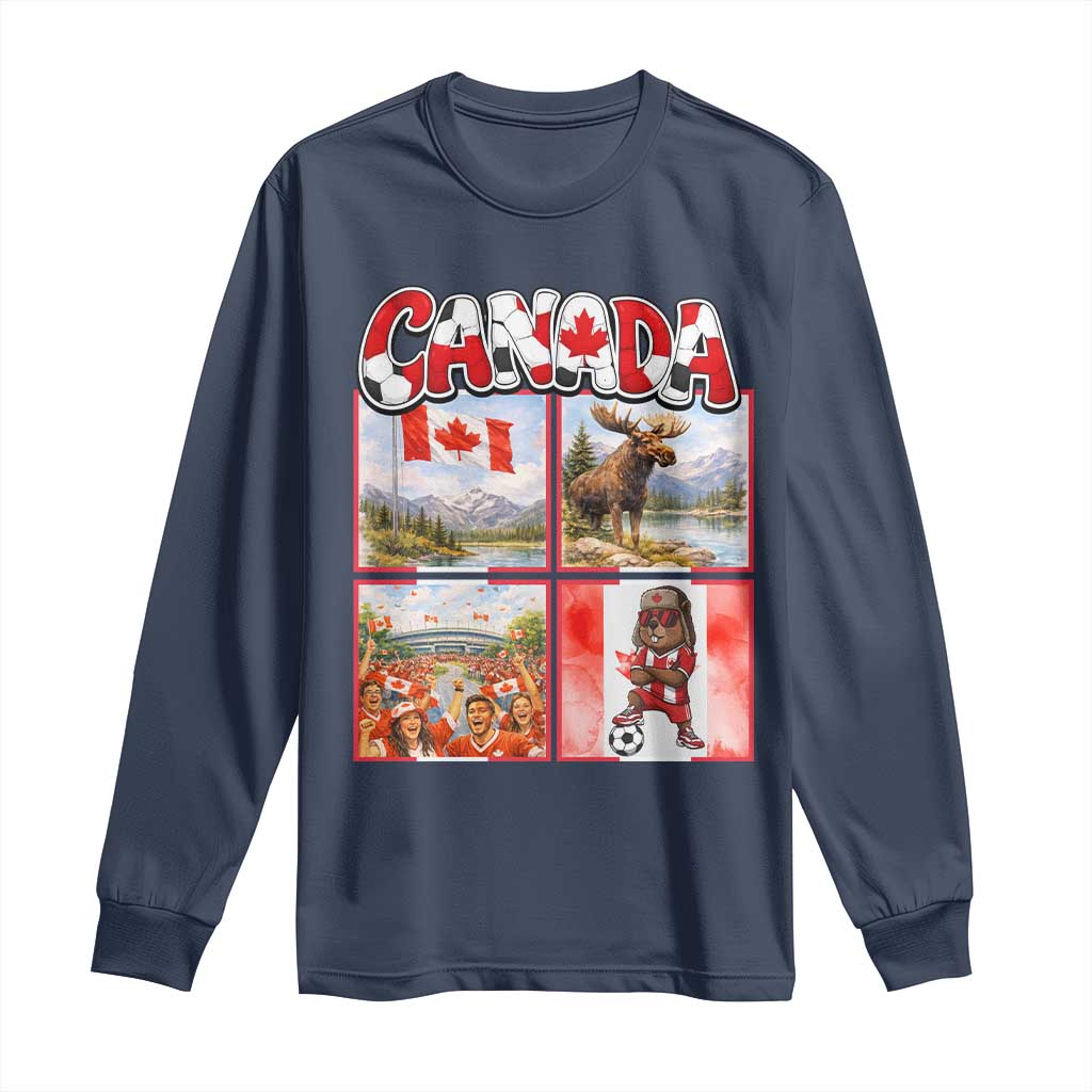 Proud Canada National Soccer Fan 2026 Gift Long Sleeve Shirt TS12 Navy Print Your Wear