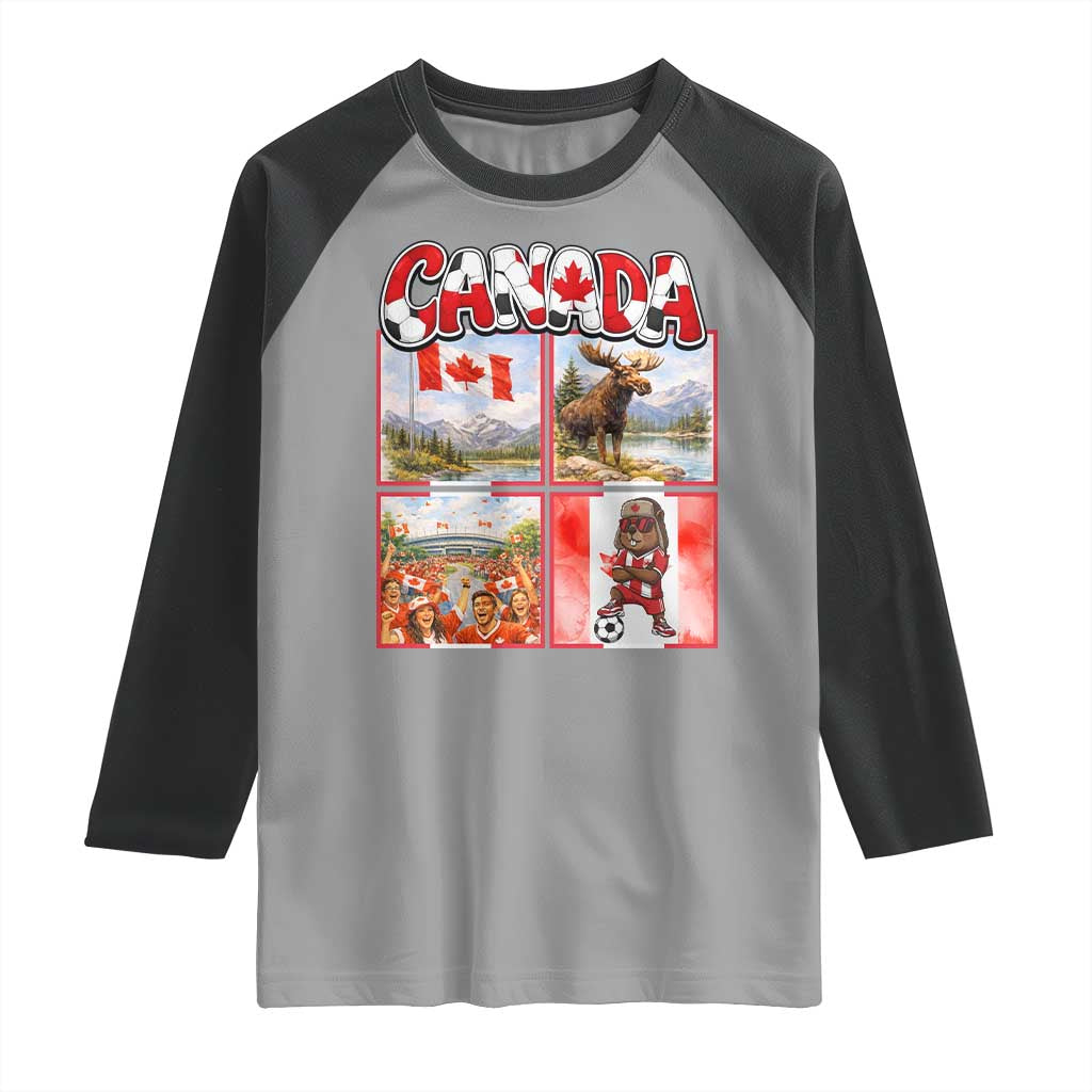 Proud Canada National Soccer Fan 2026 Gift Raglan Shirt TS12 Sport Gray Black Print Your Wear