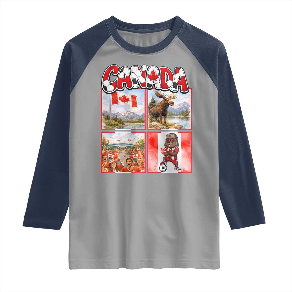 Proud Canada National Soccer Fan 2026 Gift Raglan Shirt TS12 Sport Gray Navy Print Your Wear