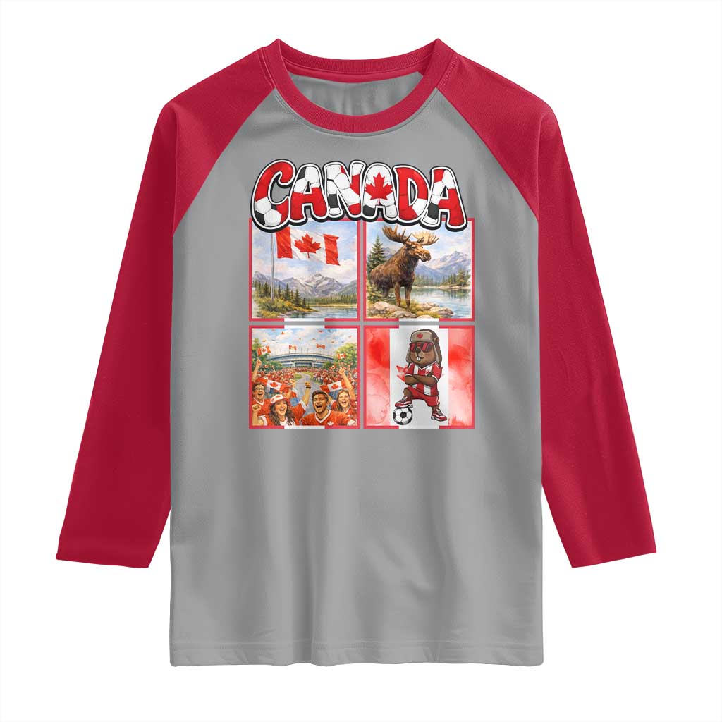 Proud Canada National Soccer Fan 2026 Gift Raglan Shirt TS12 Sport Gray Red Print Your Wear