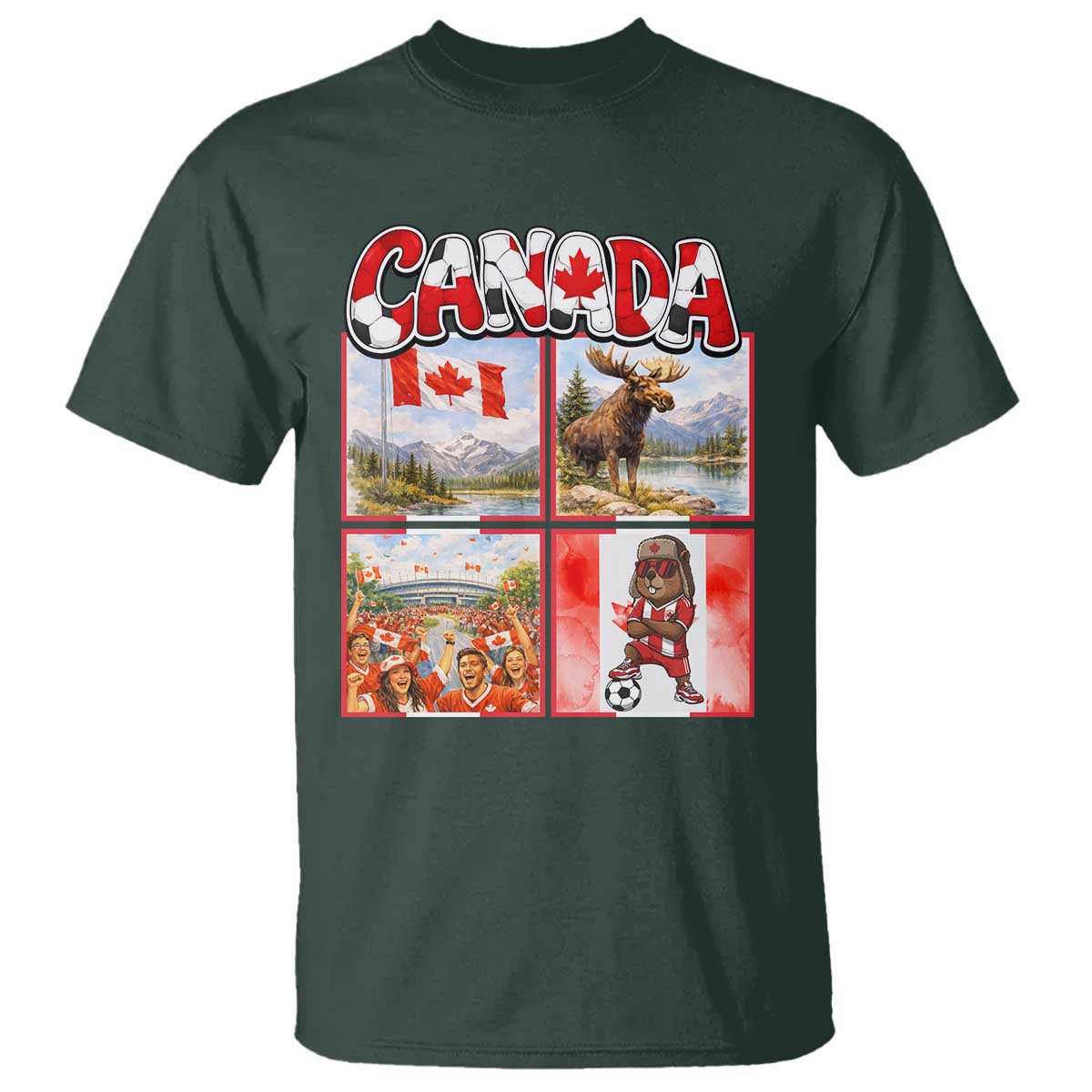 Proud Canada National Soccer Fan 2026 Gift T Shirt TS12 Dark Forest Green Print Your Wear