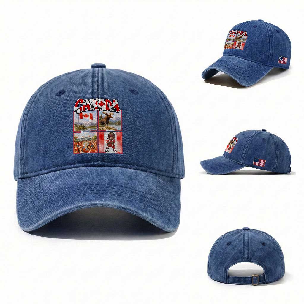 Proud Canada National Soccer Fan 2026 Gift Washed Cotton Baseball Cap TS12 Washed Cap Universal Fit Royal Blue Print Your Wear