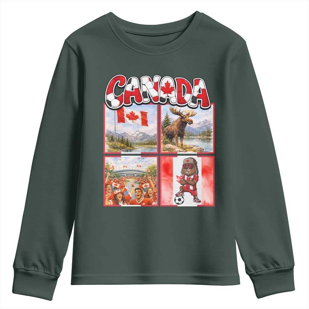 Proud Canada National Soccer Fan 2026 Gift Youth Sweatshirt TS12 Dark Forest Green Print Your Wear