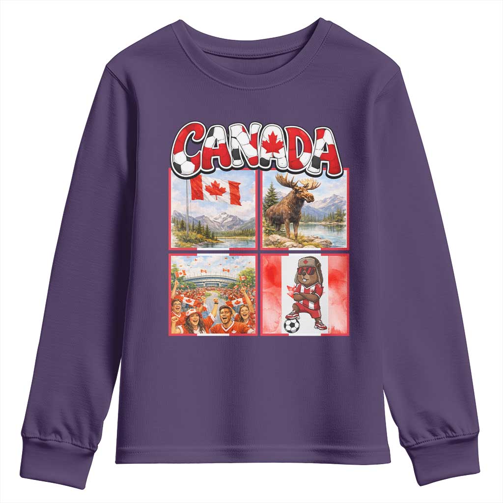 Proud Canada National Soccer Fan 2026 Gift Youth Sweatshirt TS12 Purple Print Your Wear