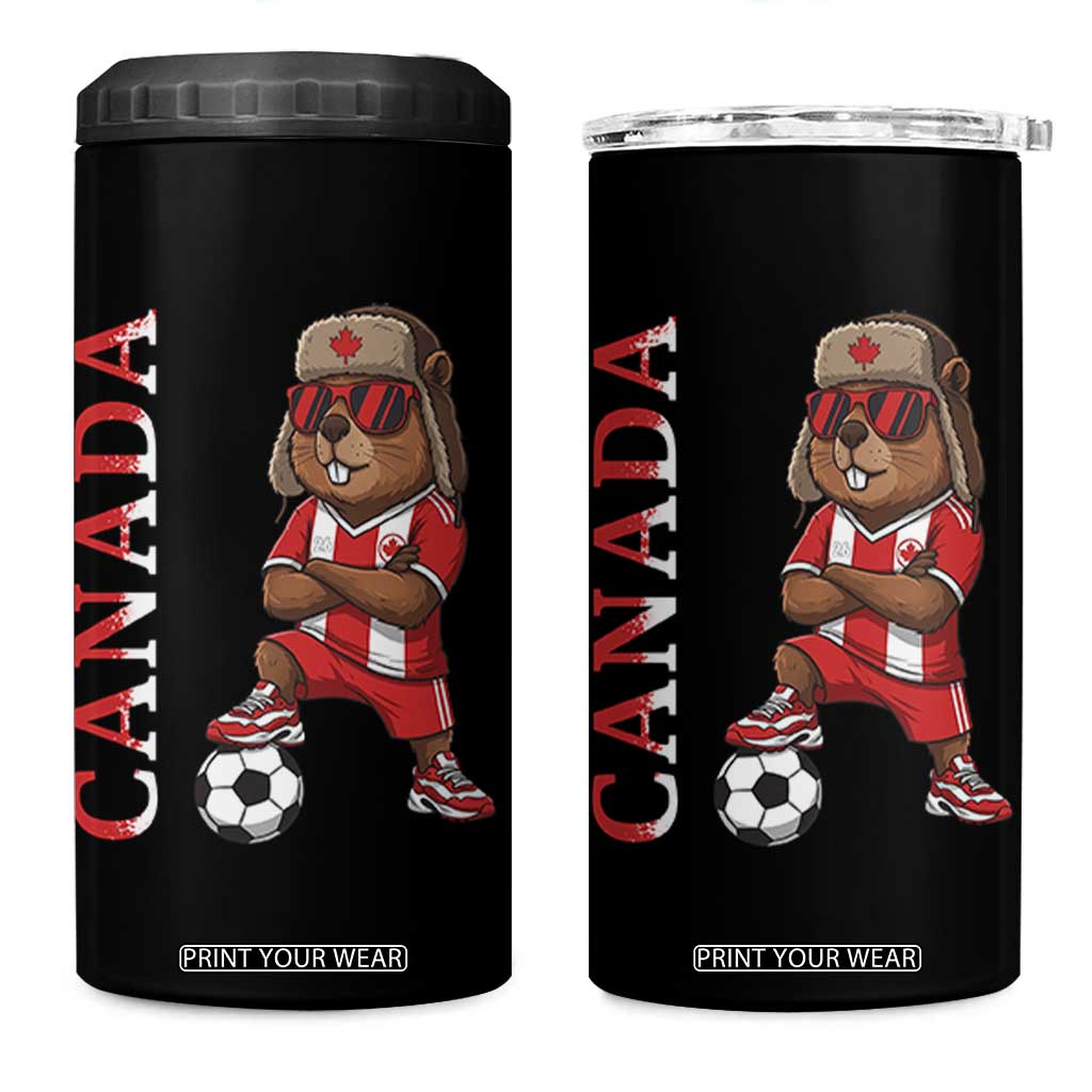 Proud Canada Soccer Beaver 4 in 1 Can Cooler Tumbler Funny Football Fan Gift TS12 One Size: 16 oz Black Print Your Wear