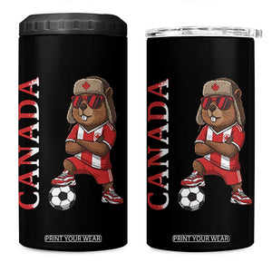 Proud Canada Soccer Beaver 4 in 1 Can Cooler Tumbler Funny Football Fan Gift TS12 One Size: 16 oz Black Print Your Wear