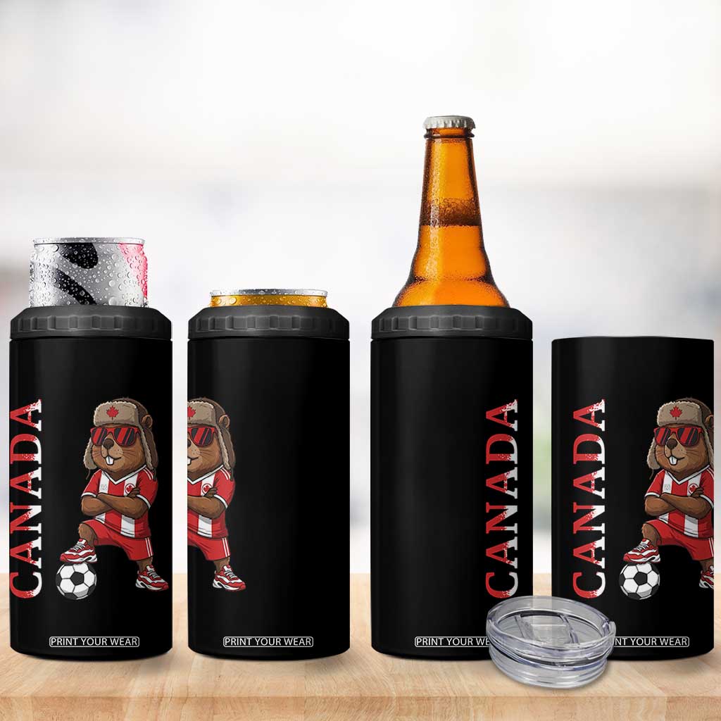 Proud Canada Soccer Beaver 4 in 1 Can Cooler Tumbler Funny Football Fan Gift TS12 Print Your Wear
