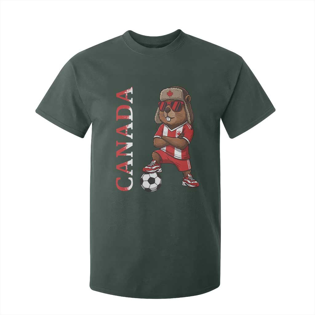 Proud Canada Soccer Beaver T Shirt For Kid Funny Football Fan Gift TS12 Dark Forest Green Print Your Wear
