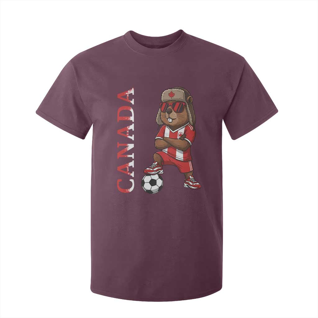 Proud Canada Soccer Beaver T Shirt For Kid Funny Football Fan Gift TS12 Maroon Print Your Wear
