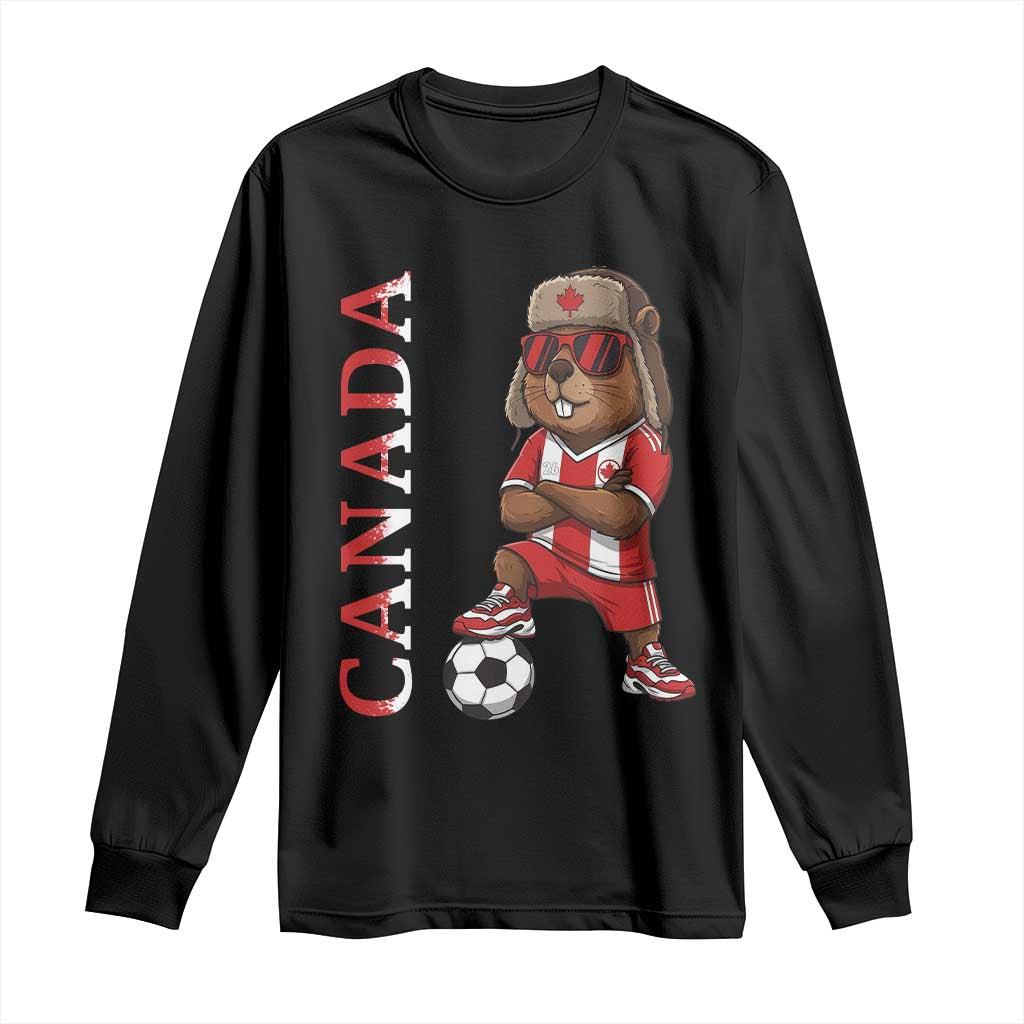 Proud Canada Soccer Beaver Long Sleeve Shirt Funny Football Fan Gift TS12 Black Print Your Wear