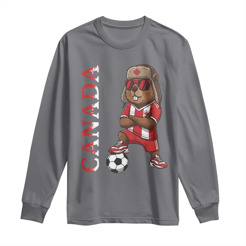 Proud Canada Soccer Beaver Long Sleeve Shirt Funny Football Fan Gift TS12 Charcoal Print Your Wear