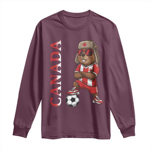 Proud Canada Soccer Beaver Long Sleeve Shirt Funny Football Fan Gift TS12 Maroon Print Your Wear