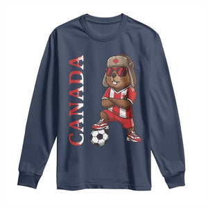 Proud Canada Soccer Beaver Long Sleeve Shirt Funny Football Fan Gift TS12 Navy Print Your Wear