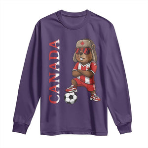 Proud Canada Soccer Beaver Long Sleeve Shirt Funny Football Fan Gift TS12 Purple Print Your Wear