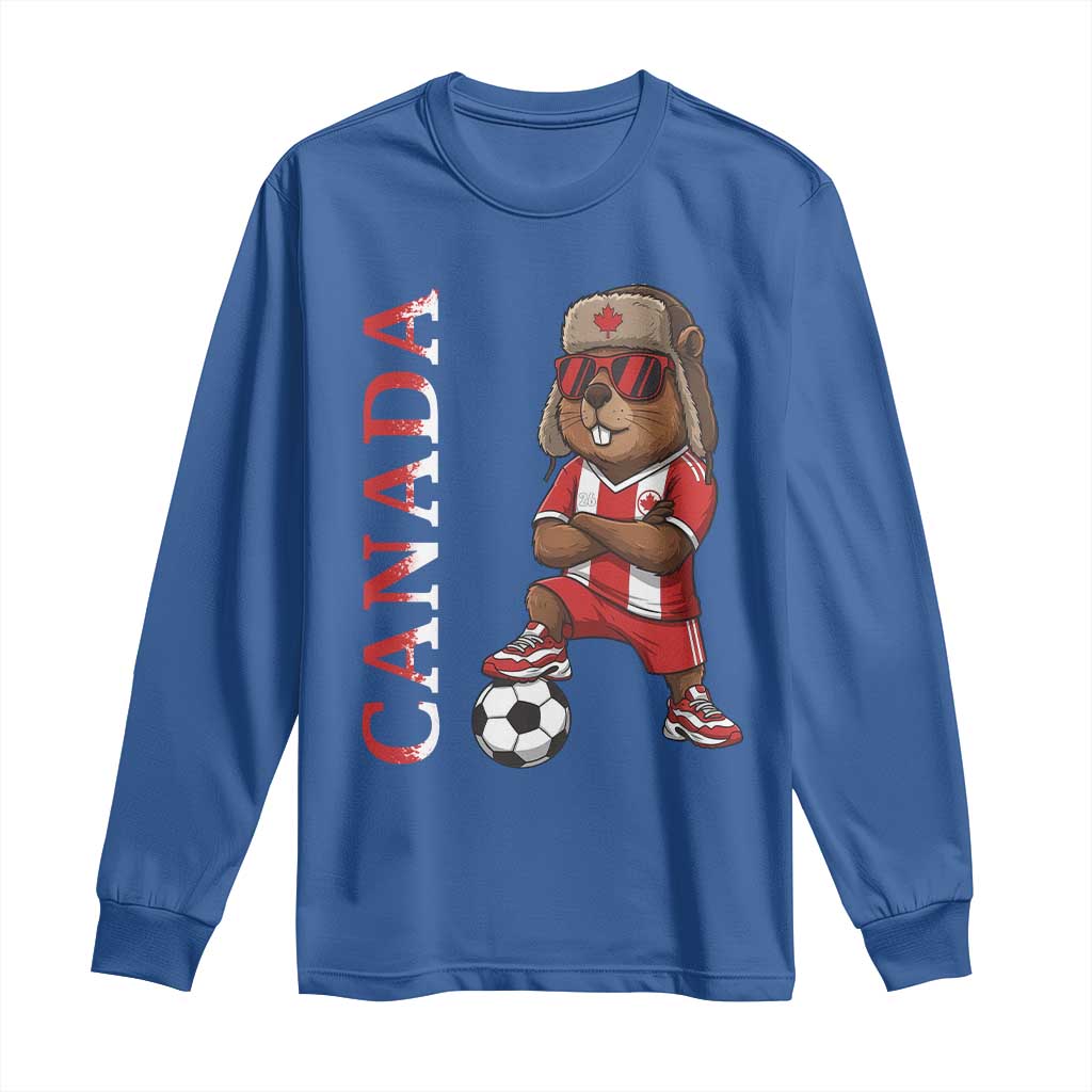 Proud Canada Soccer Beaver Long Sleeve Shirt Funny Football Fan Gift TS12 Royal Blue Print Your Wear