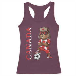 Proud Canada Soccer Beaver Racerback Tank Top Funny Football Fan Gift TS12 Maroon Print Your Wear