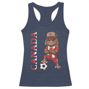 Proud Canada Soccer Beaver Racerback Tank Top Funny Football Fan Gift TS12 Navy Print Your Wear