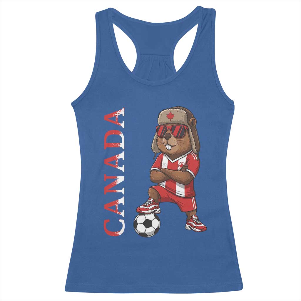 Proud Canada Soccer Beaver Racerback Tank Top Funny Football Fan Gift TS12 Royal Blue Print Your Wear