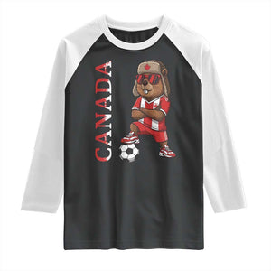Proud Canada Soccer Beaver Raglan Shirt Funny Football Fan Gift TS12 Black White Print Your Wear