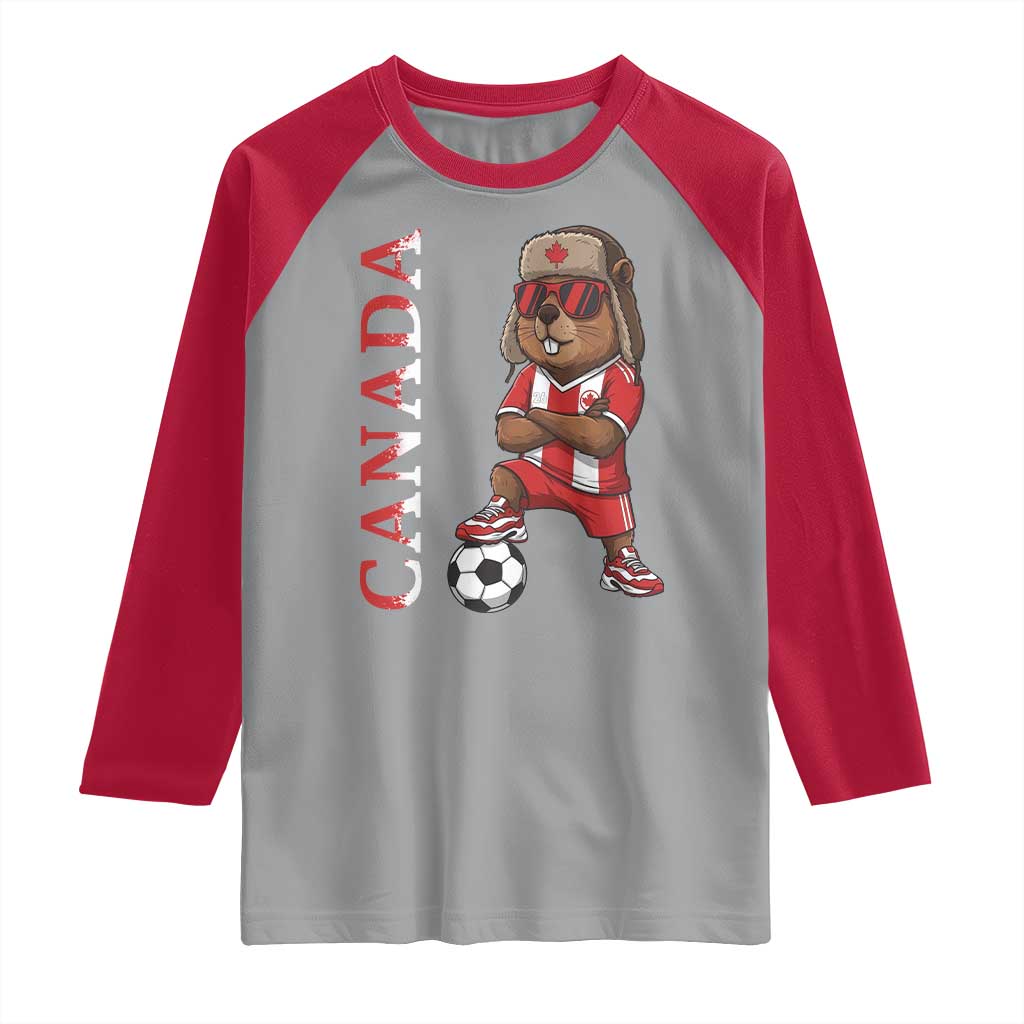 Proud Canada Soccer Beaver Raglan Shirt Funny Football Fan Gift TS12 Sport Gray Red Print Your Wear