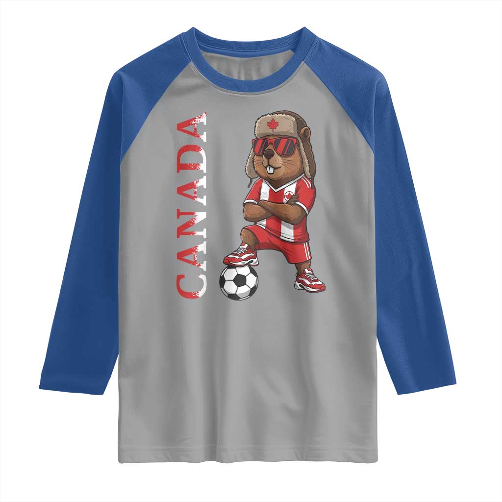 Proud Canada Soccer Beaver Raglan Shirt Funny Football Fan Gift TS12 Sport Gray Royal Print Your Wear