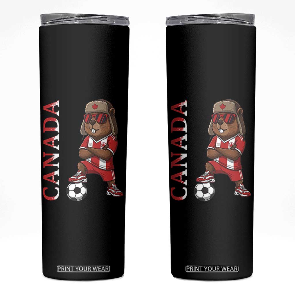 Proud Canada Soccer Beaver Skinny Tumbler Funny Football Fan Gift TS12 Black Print Your Wear