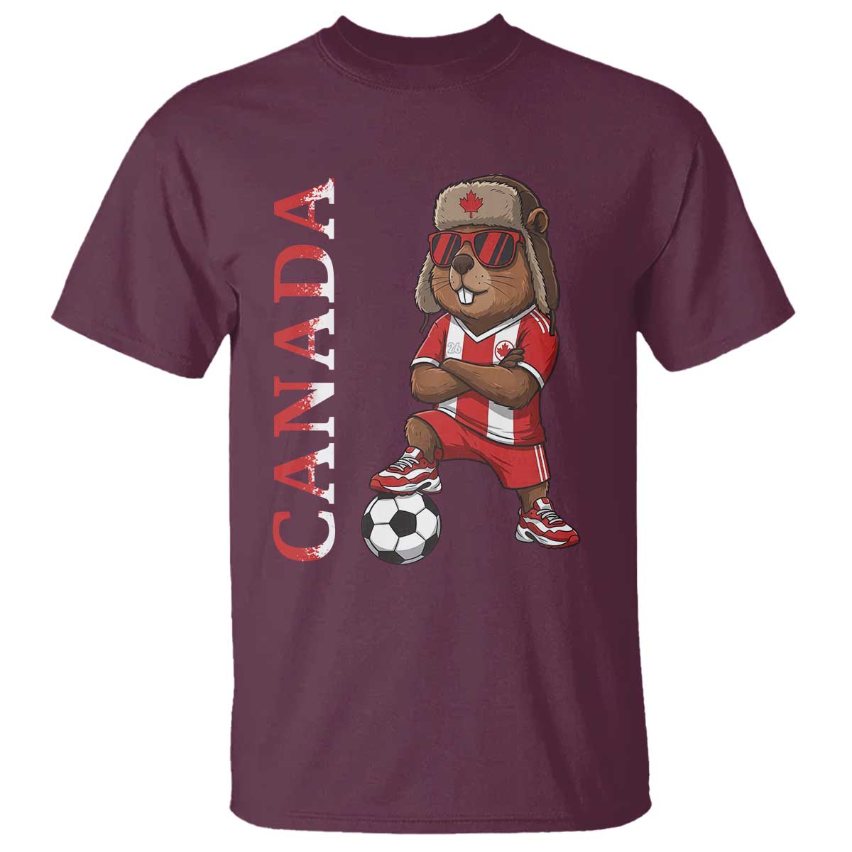 Proud Canada Soccer Beaver T Shirt Funny Football Fan Gift TS12 Maroon Print Your Wear