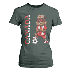 Proud Canada Soccer Beaver T Shirt For Women Funny Football Fan Gift TS12 Dark Forest Green Print Your Wear