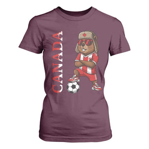 Proud Canada Soccer Beaver T Shirt For Women Funny Football Fan Gift TS12 Maroon Print Your Wear