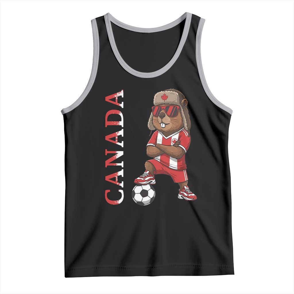 Proud Canada Soccer Beaver Tank Top Funny Football Fan Gift TS12 Black Athletic Heather Print Your Wear