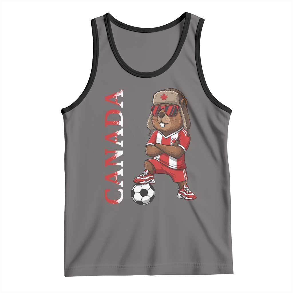 Proud Canada Soccer Beaver Tank Top Funny Football Fan Gift TS12 Deep Heather Black Print Your Wear